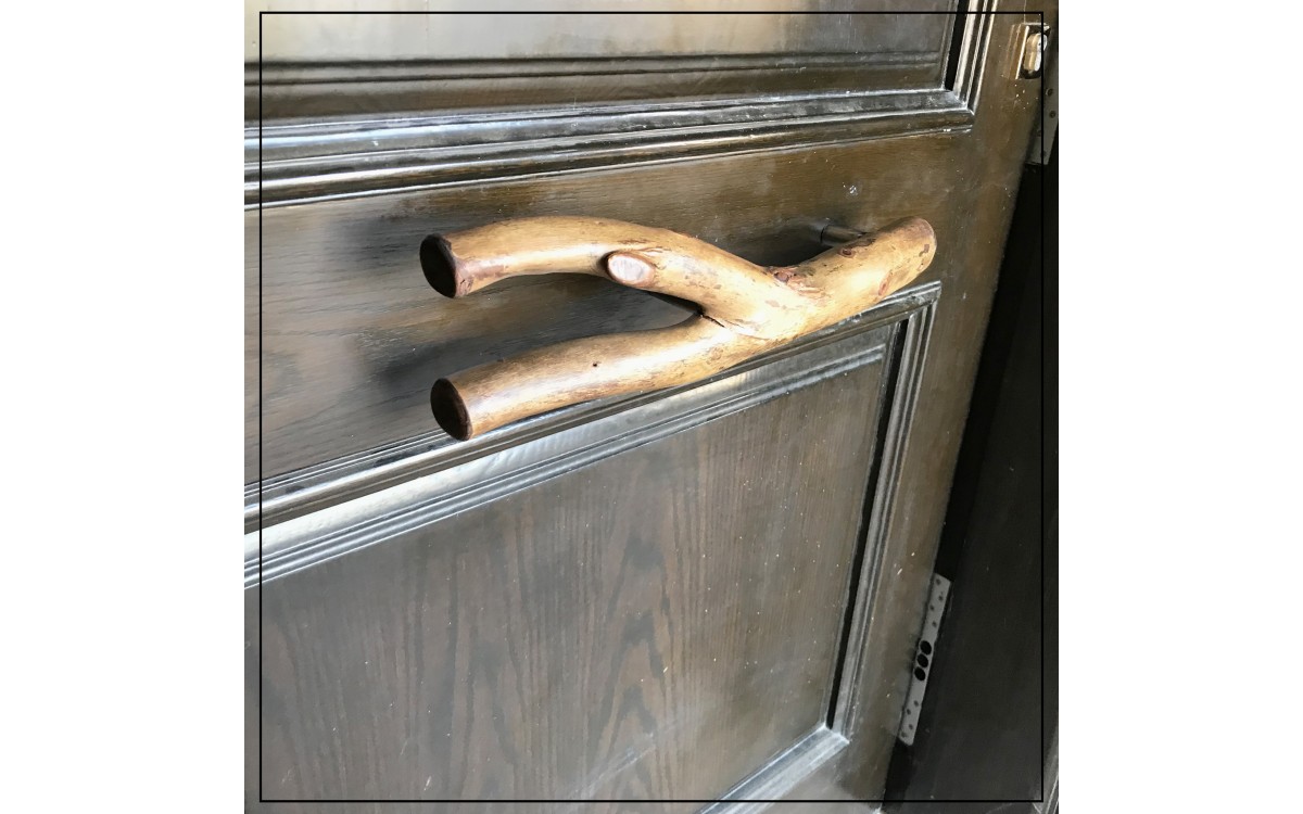 Natural wood door handle