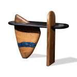 Walnut console with blue epoxy