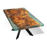 Ocean epoxy Mappa Burl dining table